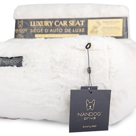 Nandog Dog Car Safety Booster Seat w/ Belt Travel Cushion Bed Ivory cloud - Picture 4 of 6